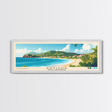 Load image into Gallery viewer, Antigua, Antigua and Barbuda Panoramic Print, Vacation Gift, Antigua and Barbuda Wall Art, Beach Painting, Beach Decor, Large Wall Art, Wood Frame Art