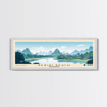 Load image into Gallery viewer, Bečići Beach, Montenegro Panoramic Print, Vacation Gift, Montenegro Wall Art, Beach Painting, Beach Decor, Beach Or Lakehouse Art