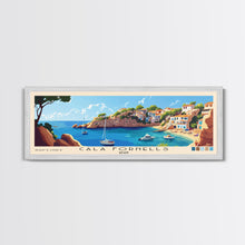 Carregar imagem no visualizador da galeria, Cala Fornells, Spain Panoramic Beach Print, Vacation Gift, Spain Wall Art, Framed Canvas Print, Framed Beach Painting