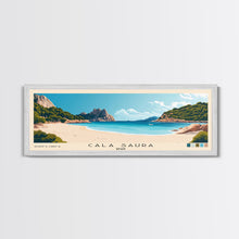 Carregar imagem no visualizador da galeria, Cala Saura, Spain Panoramic Print, Vacation Gift, Spain Wall Art, Beach Painting, Beach Decor, Large Wall Art, Wood Frame Art