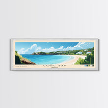 Load image into Gallery viewer, Cove Bay, Anguila Panoramic Beach Print, Vacation Gift, Anguila Wall Art, Framed Canvas Print, Framed Beach Painting