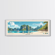 Load image into Gallery viewer, El Nido, Philippines Panoramic Print, Vacation Gift, Philippines Wall Art, Beach Painting, Beach Decor, Large Wall Art, Wood Frame Art