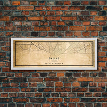 Load image into Gallery viewer, Dallas Panoramic Map Canvas Print, Texas Map Print, Texas Wall Art, Dallas Map Poster, US, Maps, Dallas Maps, Map Gifts, Large Framed Map