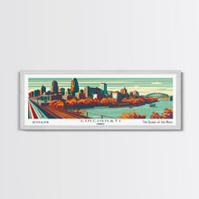 Load image into Gallery viewer, Cincinnati Ohio Panoramic Travel Poster Canvas Print