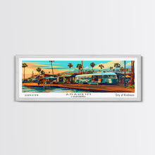 Load image into Gallery viewer, Anaheim California Panoramic Wall Art Framed Canvas Print, Mid Century Modern Art, Pop Art Style, Travel Poster, Home Decor, Retro Style