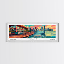 Load image into Gallery viewer, Chicago Illinois Panoramic Painting Framed Canvas Print, Mid Century Modern Art, Pop Art Style, Travel Poster, Living Room Decor