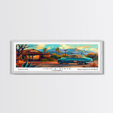 Cargar imagen en el visor de la galería, Chula Vista California Panoramic Wall Art Framed Canvas Print, Mid Century Modern Art, Pop Art Style, Travel Poster, Home Decor, Retro Style
