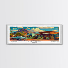 Load image into Gallery viewer, Glendale Arizona Panoramic Painting Framed Canvas Print, Mid Century Modern Art, Pop Art Style, Travel Poster, Wall Art Decor