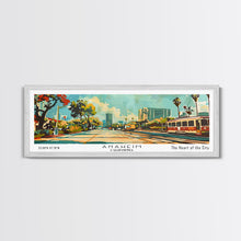 Load image into Gallery viewer, Anaheim California Panoramic Wall Art, Retro Pop Art Framed Canvas Print, Mid Century Modern Travel Poster, Living Room Decor, Wall Hanging