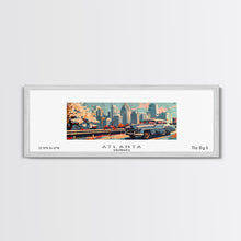 Load image into Gallery viewer, Atlanta Georgia Panoramic Painting, Mid Century Modern Framed Canvas Print, Retro Pop Art Travel Poster, Wall Decor, Gift Idea, Home Decor