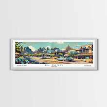 Load image into Gallery viewer, El Paso Texas Panoramic Wall Art, Retro Pop Art Framed Canvas Print, Mid Century Modern Travel Poster, Living Room Decor, Office Wall Art