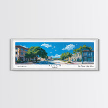 Load image into Gallery viewer, Allen Texas Panoramic Painting, Mid Century Modern Framed Canvas Print, Retro Pop Art Travel Poster, Living Room Wall Art Decor, City Art