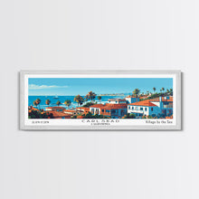 Carregar imagem no visualizador da galeria, Carlsbad California Panoramic Painting, Mid Century Modern Framed Canvas Print, Retro Pop Art Travel Poster, Living Room Wall Art, City Print