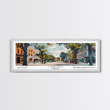 Load image into Gallery viewer, Carmel Indiana Panoramic Painting, Mid Century Modern Framed Canvas Print, Retro Pop Art Travel Poster, Home Decor, City Art