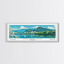 Cargar imagen en el visor de la galería, Chattanooga Tennessee Panoramic Painting, Mid Century Modern Framed Canvas Print, Retro Pop Art Travel Poster, Home Decor, City Print