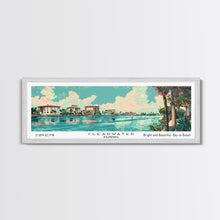 Cargar imagen en el visor de la galería, Clearwater Florida Panoramic Painting, Mid Century Modern Framed Canvas Print, Retro Pop Art Travel Poster, Home Decor, City Art