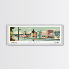 Carregar imagem no visualizador da galeria, Everett Washington Panoramic Painting, Mid Century Modern Framed Canvas Print, Retro Pop Art Travel Poster, Home Wall Decor