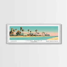 Carregar imagem no visualizador da galeria, Long Beach California Panoramic Painting, Mid Century Modern Framed Canvas Print, Retro Pop Art Travel Poster, Office Decor