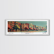 Carregar imagem no visualizador da galeria, Alexandria Virginia Panoramic Painting, Framed Canvas Print, Mid Century Modern Wall Art, Retro Pop Art Travel Poster, Living Room Decor, City Art
