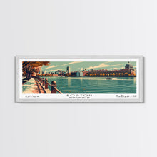 Load image into Gallery viewer, Boston Massachusetts Panoramic Painting, Framed Canvas Print, Mid Century Modern Wall Art, Retro Pop Art Travel Poster, Home Decor, City Art