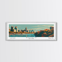 Carregar imagem no visualizador da galeria, Buffalo New York Panoramic Painting, Framed Canvas Print, Mid Century Modern Wall Art, Retro Pop Art Travel Poster, Office Decor, City Art