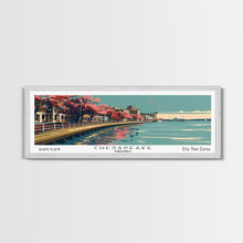 Cargar imagen en el visor de la galería, Chesapeake Virginia Panoramic Painting, Framed Canvas Print, Mid Century Modern Wall Art, Retro Pop Art Travel Poster, Living Room Decor, City Art