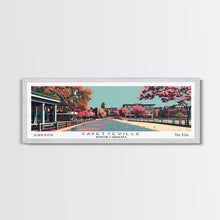 Carregar imagem no visualizador da galeria, Fayetteville North Carolina Panoramic Painting, Framed Canvas Print, Mid Century Modern Wall Art, Retro Pop Art Travel Poster, Home Decor, City Art