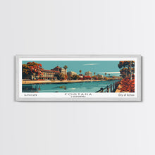 Carregar imagem no visualizador da galeria, Fontana California Panoramic Painting, Framed Canvas Print, Mid Century Modern Wall Art, Retro Pop Art Travel Poster, Living Room Decor, City Art