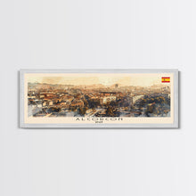 Carregar imagem no visualizador da galeria, Alcorcón Spain Panoramic Travel Poster, Framed Canvas Print or Metal Wall Art, Travel Art, Home Decor, Panoramic Painting, Midcentury Art