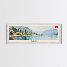 Load image into Gallery viewer, Bar Montenegro Travel Print Wall Art, Panoramic City Art, Travel Art, Wall Decor, Vacation Gift, Framed Canvas Print Or Metal Art