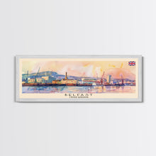 Load image into Gallery viewer, Belfast United Kingdom Travel Print Wall Art, Panoramic City Art, Travel Art, Wall Decor, Vacation Gift, Framed Canvas Print Or Metal Art