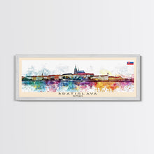 Load image into Gallery viewer, Bratislava Slovakia Wall Art, Panoramic Travel Poster, Panoramic Framed Canvas Print, City Wall Art, Wall Hanging Home Decor, Travel Art