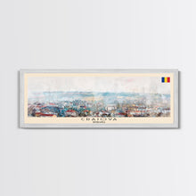 Load image into Gallery viewer, Craiova Romania Travel Print Wall Art, Panoramic City Art, Travel Art, Wall Decor, Vacation Gift, Framed Canvas Print Or Metal Art
