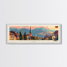 Load image into Gallery viewer, Freiburg Germany Panoramic Travel Poster, Framed Canvas Print or Metal Wall Art, Travel Art, Home Decor, Panoramic Painting, Midcentury Art