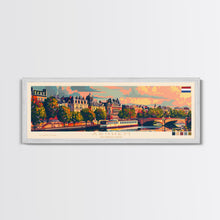 Load image into Gallery viewer, Arnhem Netherlands Wall Art, Panoramic Travel Poster, Panoramic Framed Canvas Print, City Wall Art, Wall Hanging Home Decor, Travel Art