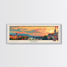Carregar imagem no visualizador da galeria, Basel SwitzerlandTravel Art, City Art, Framed Canvas Print or Metal Wall Art, Europe Travel Poster, Panoramic Wall Art, Extra Wide Wall Art