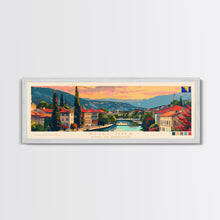 Load image into Gallery viewer, Bijeljina Bosnia Panoramic Travel Poster, Framed Canvas Print or Metal Wall Art, Travel Art, Home Decor, Panoramic Painting, Midcentury Art