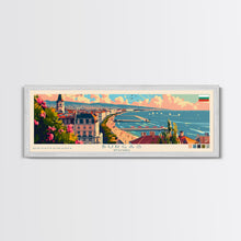 Carregar imagem no visualizador da galeria, Burgas Bulgaria Panoramic Travel Poster, Framed Canvas Print or Metal Wall Art, Travel Art, Home Decor, Panoramic Painting, Midcentury Art