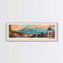 Cargar imagen en el visor de la galería, Celje Slovenia Panoramic Travel Poster, Framed Canvas Print or Metal Wall Art, Travel Art, Home Decor, Panoramic Painting, Midcentury Art