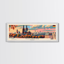 Load image into Gallery viewer, Cologne Germany Panoramic Travel Poster, Framed Canvas Print or Metal Wall Art, Travel Art, Home Decor, Panoramic Painting, Midcentury Art