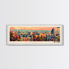 Load image into Gallery viewer, Donetsk Ukraine Panoramic Travel Poster, Framed Canvas Print or Metal Wall Art, Travel Art, Home Decor, Panoramic Painting, Midcentury Art