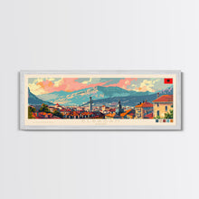 Load image into Gallery viewer, Elbasan Albania Travel Print Wall Art, Panoramic City Art, Travel Art, Wall Decor, Vacation Gift, Framed Canvas Print Or Metal Art