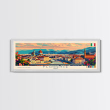 Carregar imagem no visualizador da galeria, Florence Italy Panoramic Travel Poster, Framed Canvas Print or Metal Wall Art, Travel Art, Home Decor, Panoramic Painting, Midcentury Art
