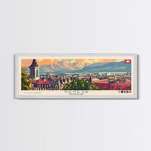 Carregar imagem no visualizador da galeria, Geneva Switzerland Wall Art, Panoramic Travel Poster, Panoramic Framed Canvas Print, City Wall Art, Wall Hanging Home Decor, Travel Art