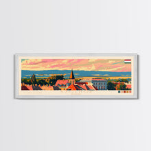 Load image into Gallery viewer, Szolnok Hungary Wall Art, Panoramic Travel Poster, Panoramic Framed Canvas Print, City Wall Art, Wall Hanging Home Decor, Travel Art