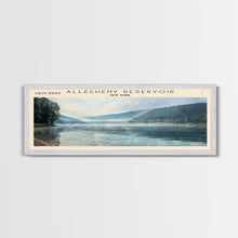 Load image into Gallery viewer, Allegheny Reservoir New York Panoramic Framed Canvas Print, Lake House Decor, Abstract Landscape, Travel Poster, Modern Wall Art, Calm Waters