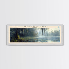 Load image into Gallery viewer, Alligator Lake Florida Panoramic Framed Canvas Print, Lake House Decor, Tropical Landscape, Travel Poster, Wall Art, Scenic Painting