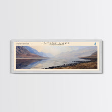 Load image into Gallery viewer, Amisk Lake Panoramic Framed Canvas Print, Lake House Art, Vintage Style, Travel Poster, Nature Scene, Scenic Artwork