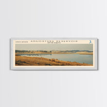 Load image into Gallery viewer, Angostura Reservoir South Dakota Panoramic Framed Canvas Print, Lake House Decor, Minimalist Art, Travel Poster, Scenic Painting