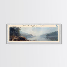 Load image into Gallery viewer, Big Barbee Lake Indiana Framed Canvas Print, Panoramic Lake House Art, Scenic Painting, Travel Poster, Rustic Decor, Nature Scene